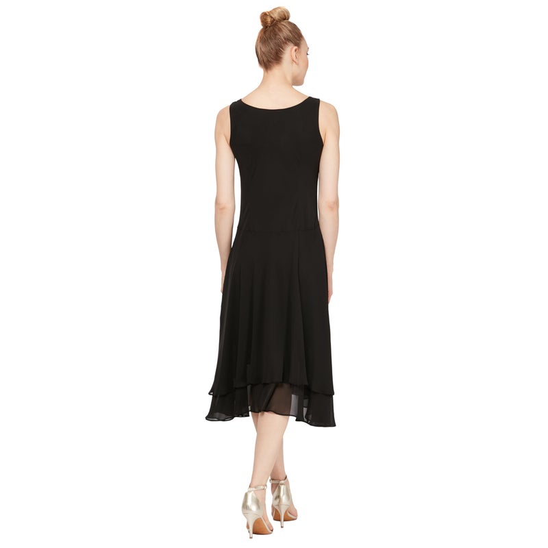S.L. Fashions Women's Mother of The Bride Dress with Embellished Neckline & Shoulder, Wedding Guest, Black, 14 - Image 4
